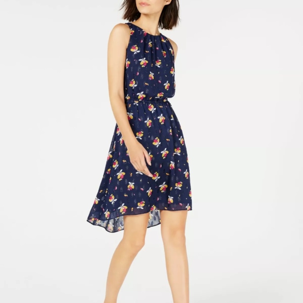Navy floral high-lo dress Maison Jules